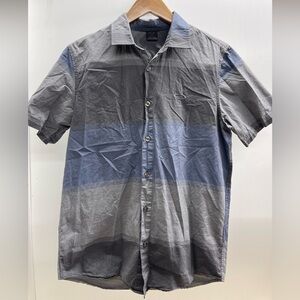 Oakley Men's Striped Gray and Blue Button Down Shirt